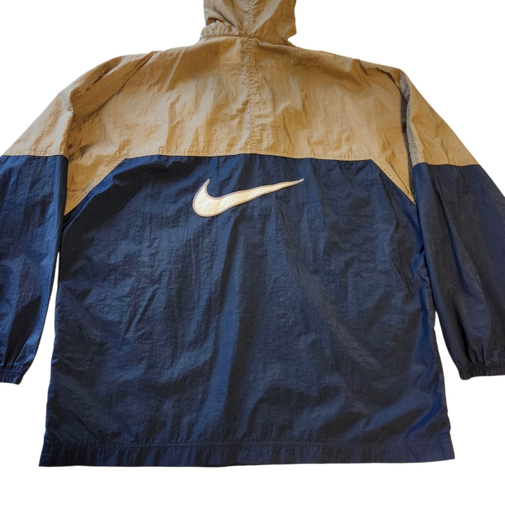 NIKE Vintage 90's Swoosh  Windbreaker Jacket 1/2 zip Blue Tan Colorblock Mens L - Picture 2 of 9